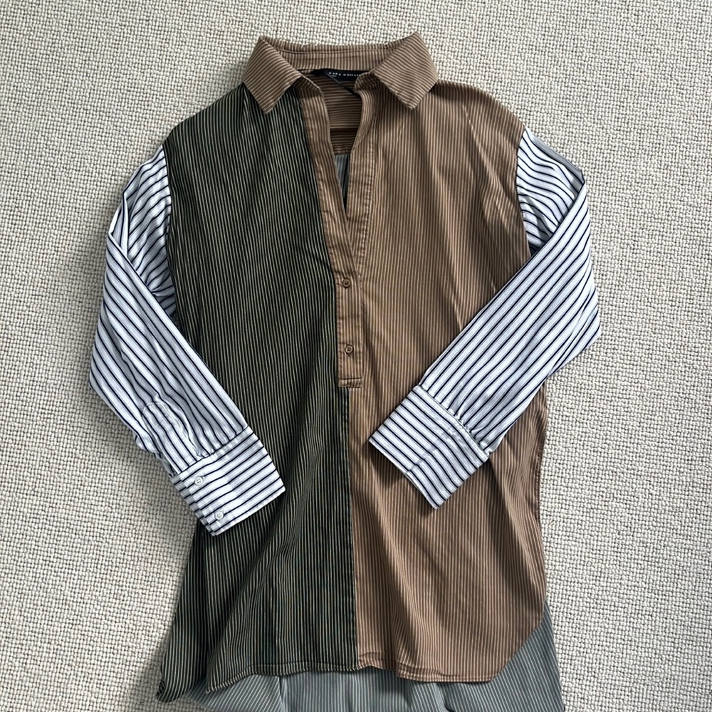Zara Collared Tunic Shirt, XS